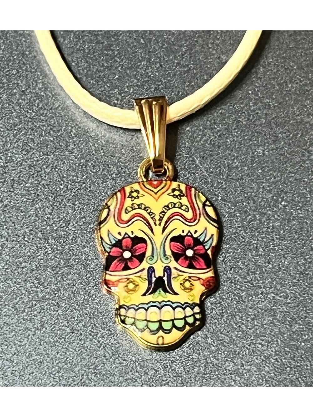 Trendy Sugar Skull Pendant Necklace with Adjustable Chain